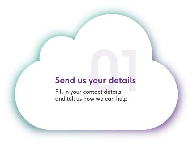 Cloud with "Send us your details" written on it