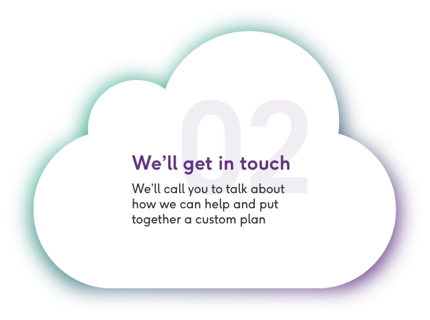 Cloud with "We'll get in touch" written on it